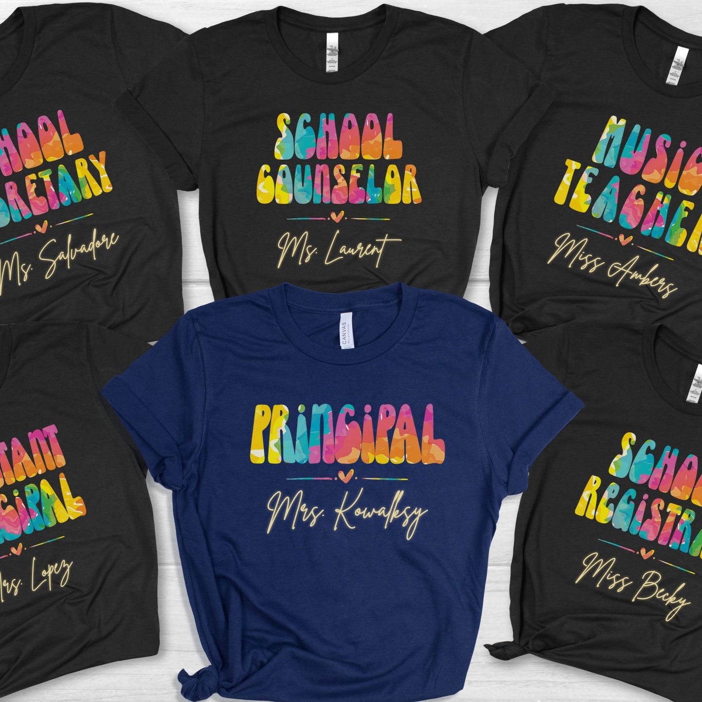 Custom Teacher Profession Name Shirt, Boho Rainbow Personalized Dream Team Shirt