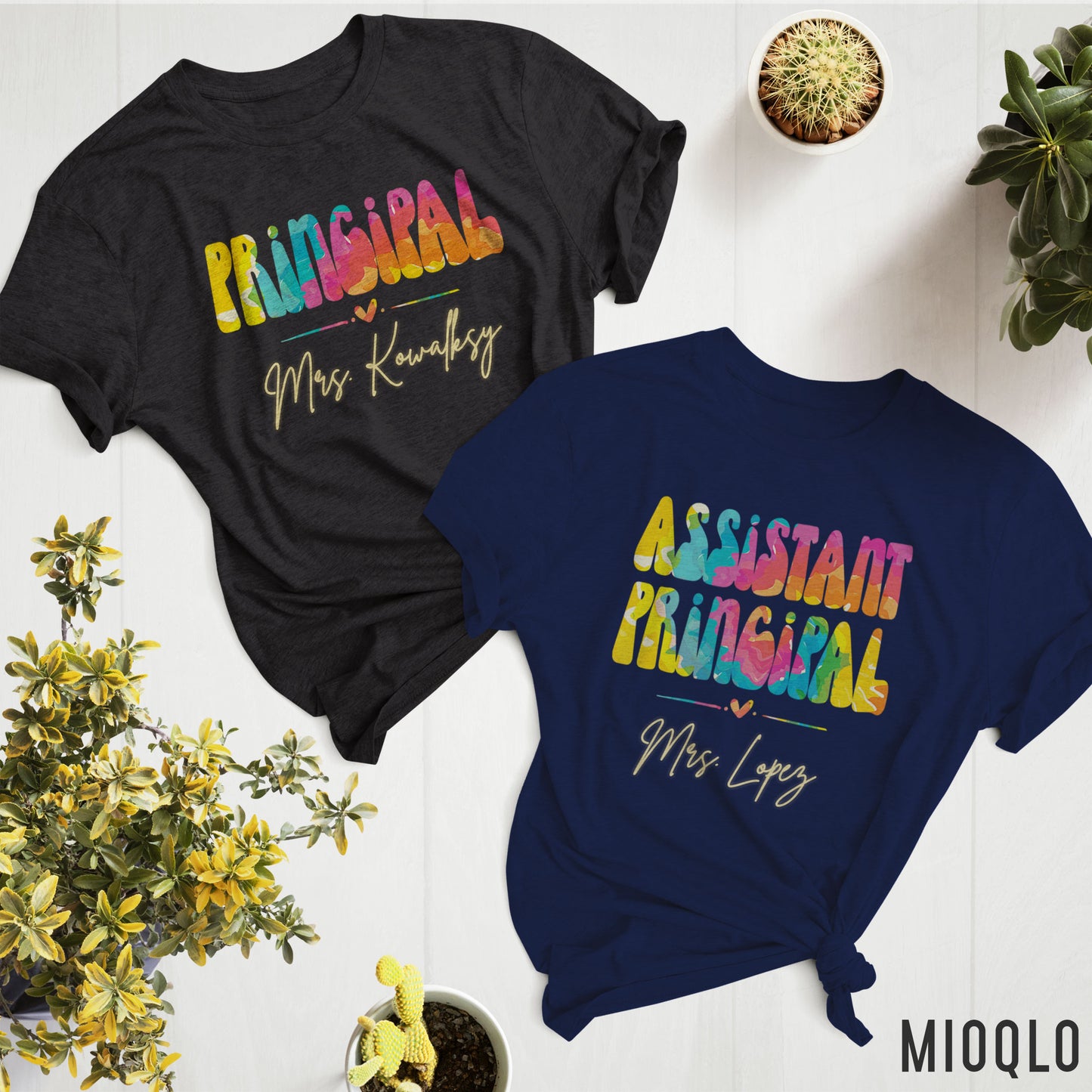 Custom Teacher Profession Name Shirt, Boho Rainbow Personalized Dream Team Shirt