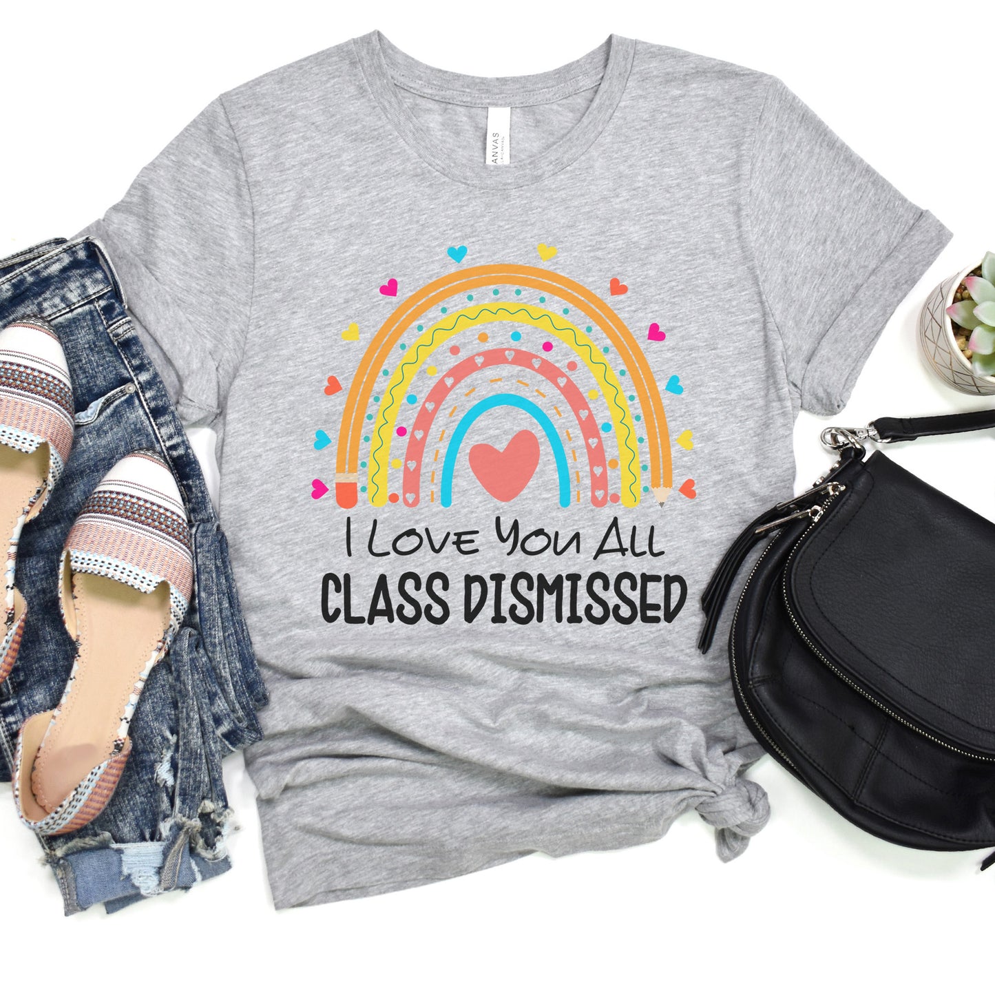 I Love You All Class Dismissed, Last Day Of School Teacher T-Shirt, Rainbow Teacher Team Shirt