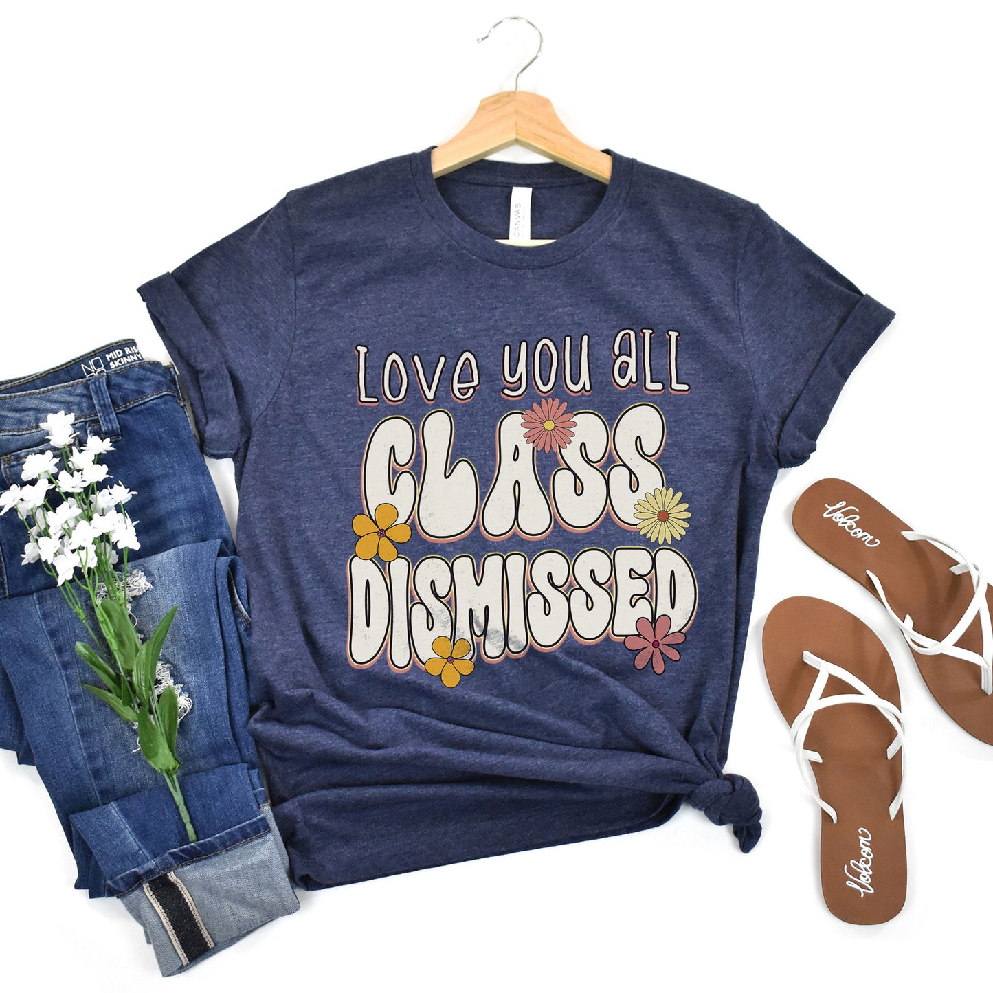 Love You All Class Dismissed, Floral Last Day Of School Teacher T-Shirt, Flower Teacher Squad Shirt