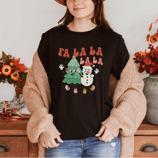 Fa La La La La Christmas Tree Snowman Christmas Shirt