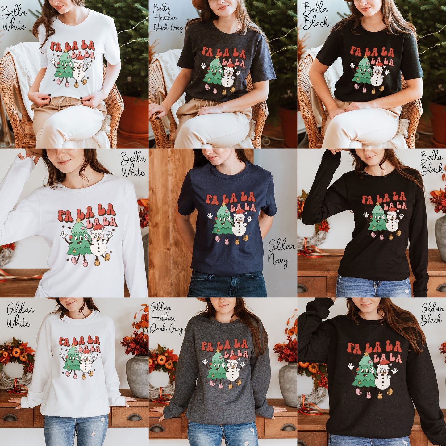 Fa La La La La Christmas Tree Snowman Christmas Shirt