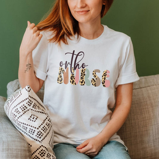 Ortho Nurse Shirt, Boho Leopard Orthopedic Graduation Day TShirt, Bone Orthopaedic Nursing School Grad Tee Squad Team T-Shirt Birthday Gift