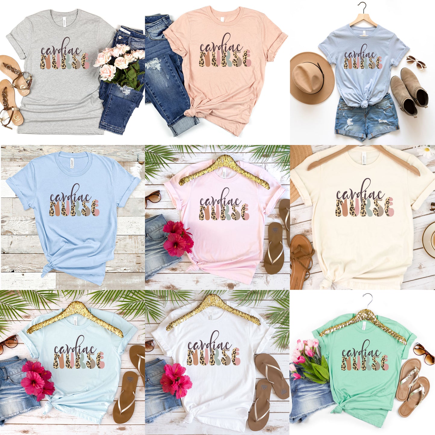 Cardiac Nurse Shirt, Boho Leopard Cardiac Graduation Day TShirt, Heart Cardiology Nursing School Grad Tee Cardio Team T-Shirt Birthday Gift
