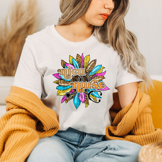 Nicu Nurse Sunflower Rainbow Shirt Neonatal Graduation Day Shirt, Newborn Children Nursing School Grad Tee Infants Nurse Summer Birthday Gift