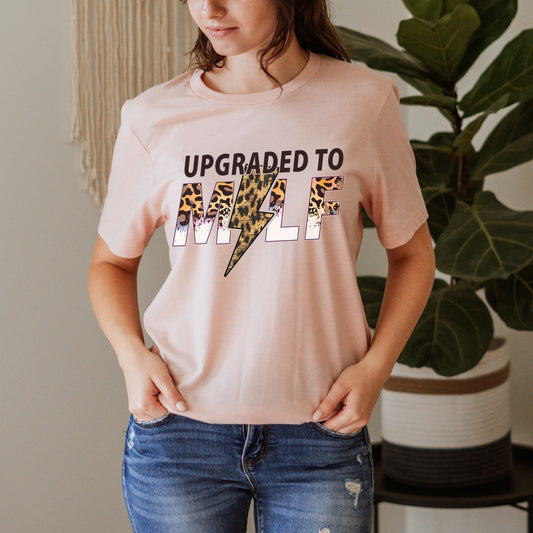 Upgraded to MILF T-Shirt - Leopard Mom Future Milf