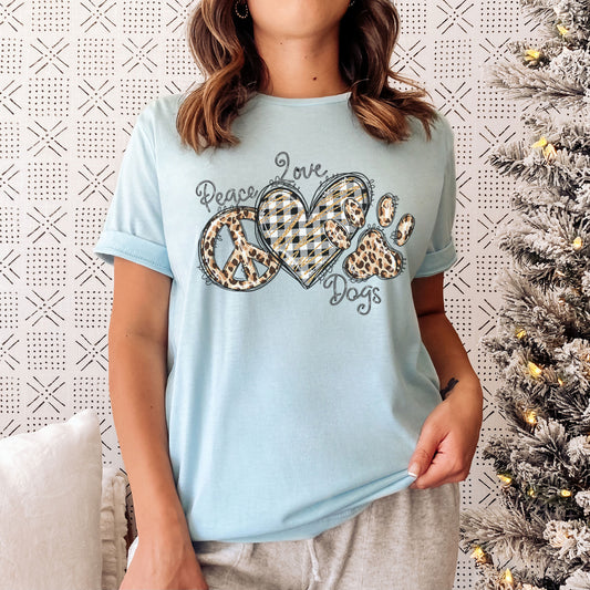 Peace Love Dogs - Leopard Funny Sayings - Dog Lovers Shirt