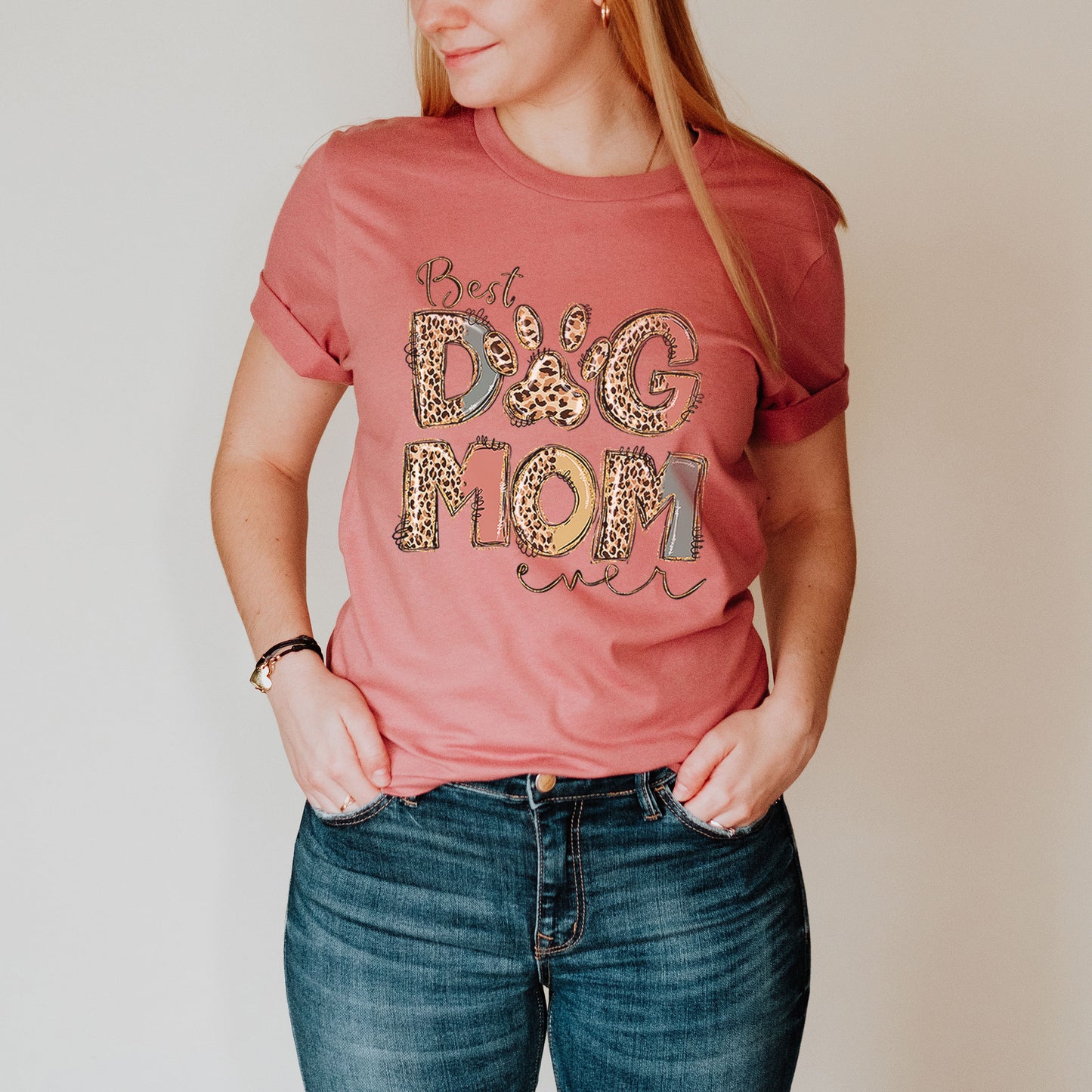 Best Dog Mom Ever Shirt - Leopard Funny Sayings - Dog Lovers Shirt