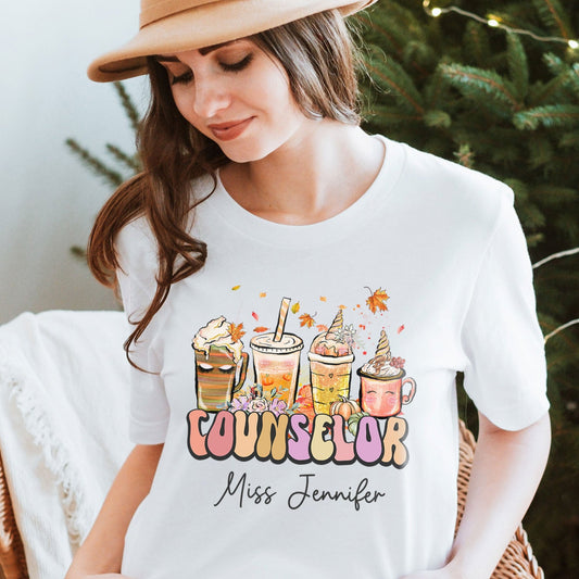 Custom Counselor Shirt Custom Fall Counselor Sweatshirt Personalized Name Teacher Coffee Sweater Gift Elementary School Counseling Office