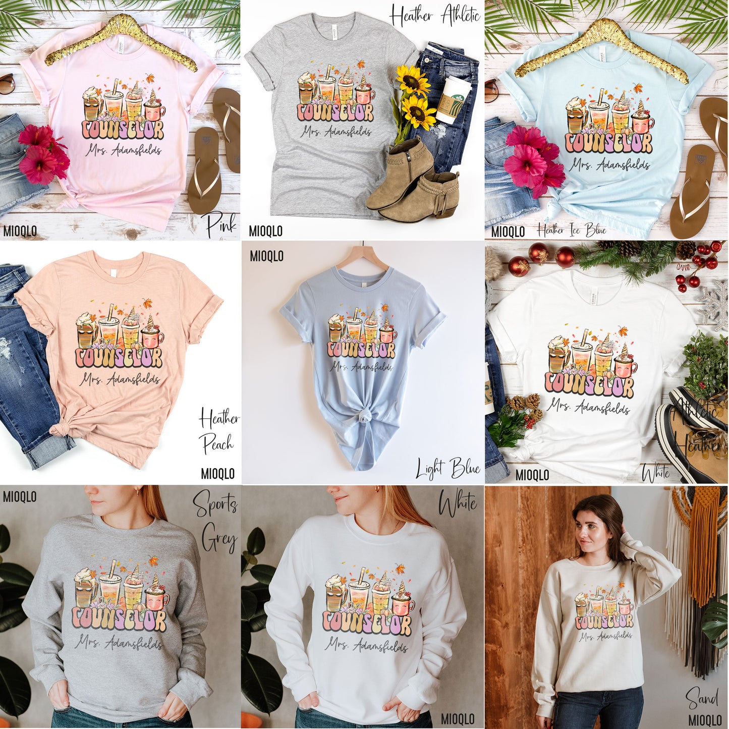 Custom Counselor Shirt Custom Fall Counselor Sweatshirt Personalized Name Teacher Coffee Sweater Gift Elementary School Counseling Office