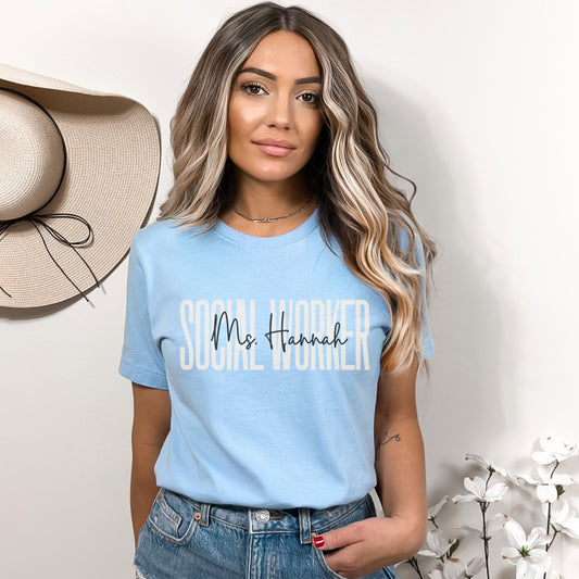 Custom Names Social Worker Shirt, School Social Worker Gifts, Personalized Social Worker Team Birthday Tee