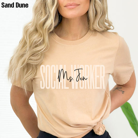 Custom Names Social Worker Shirt, School Social Worker Gifts, Personalized Social Worker Team Birthday Tee