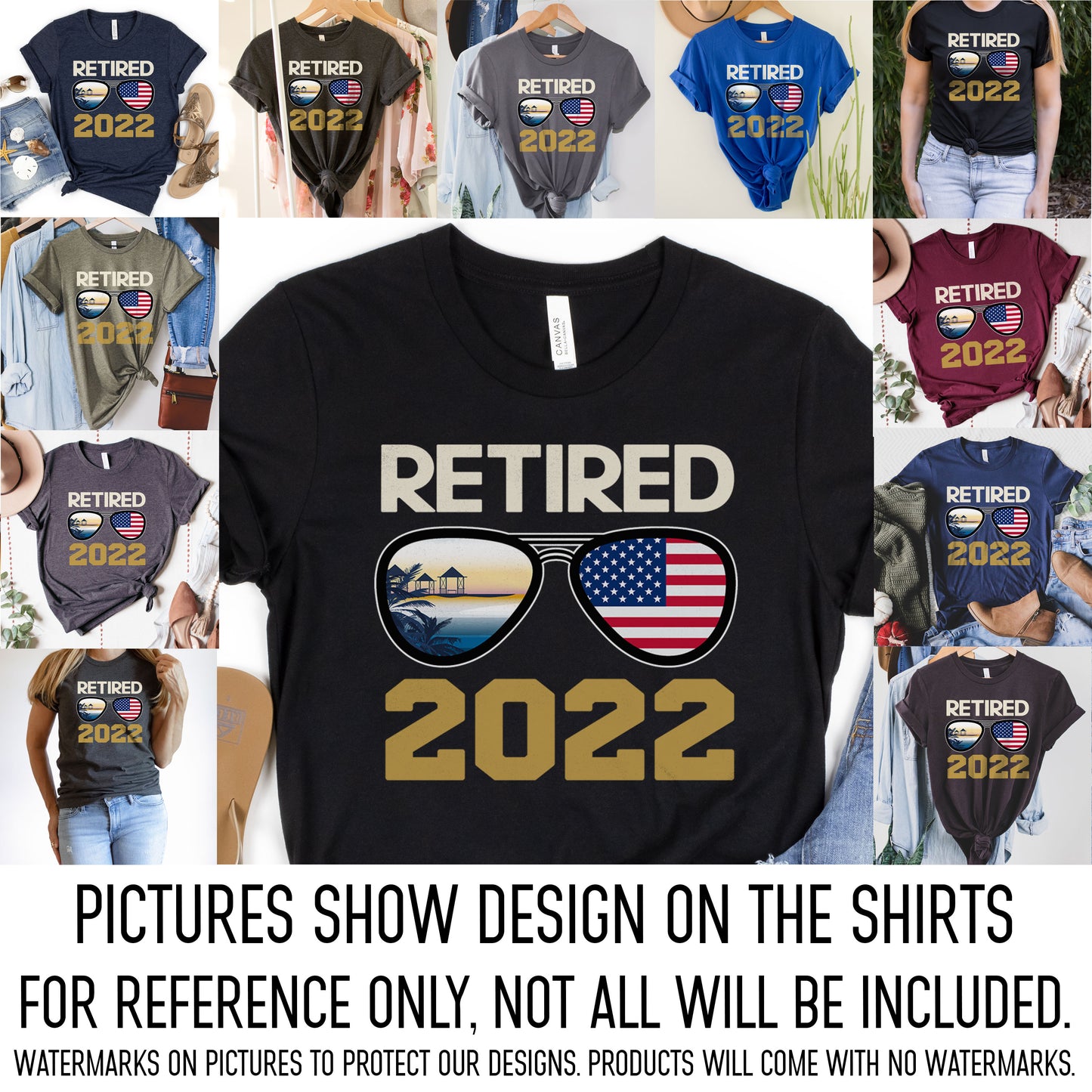 Retired 2022 Sunglasses America Vacation Shirt, Retired USA 2022 T-Shirt Retirement Party Gift Shirt, Grandma Officially Retired Holiday Tee