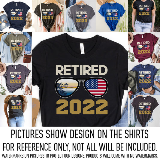Retired 2022 Sunglasses America Vacation Shirt, Retired USA 2022 T-Shirt Retirement Party Gift Shirt, Grandma Officially Retired Holiday Tee