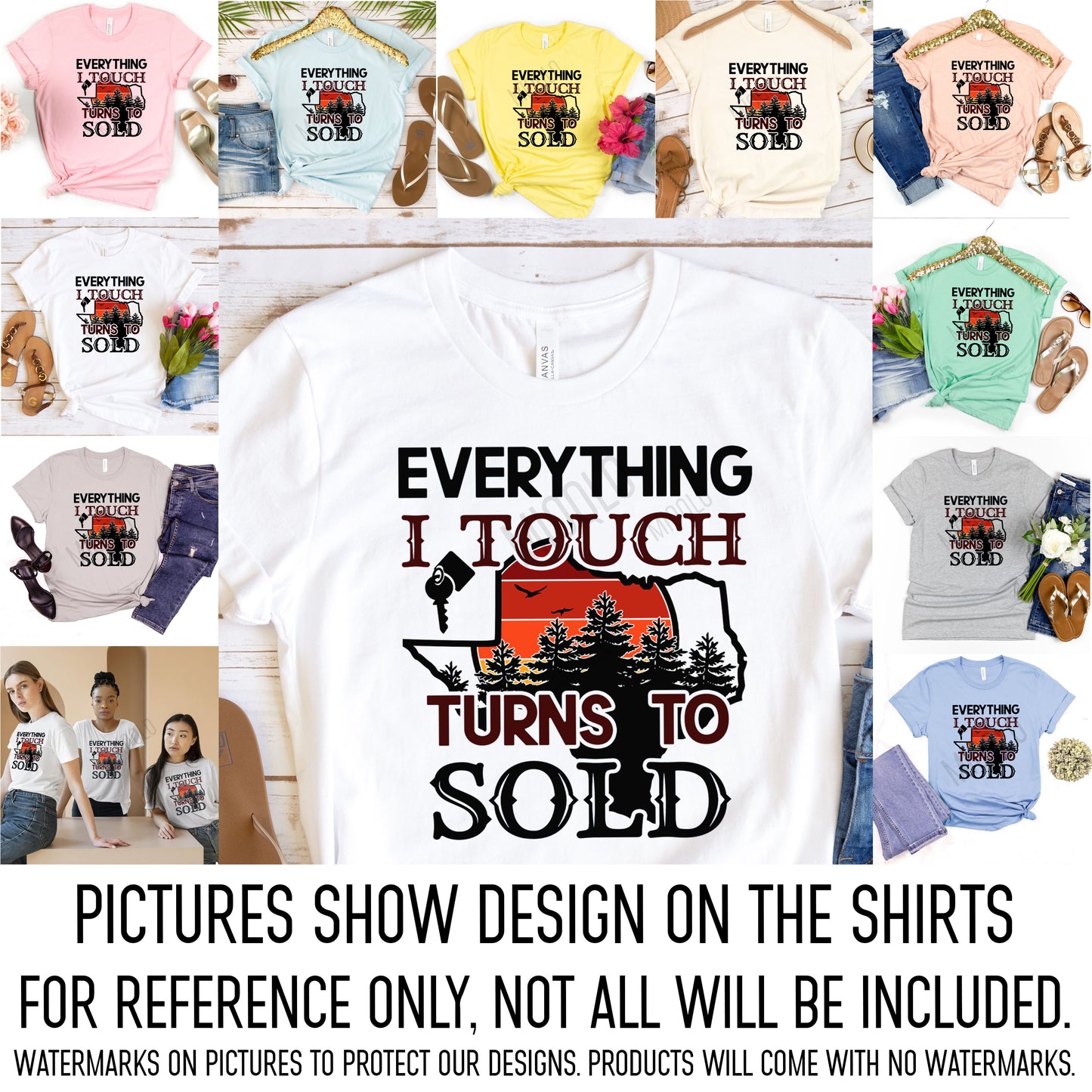Everything I Touch Turn To Close, Texas Map State Mortgage Loan Officer, Mortgage Lender Shirt, Real Estate Loan Officer Sunset Realtor Gift