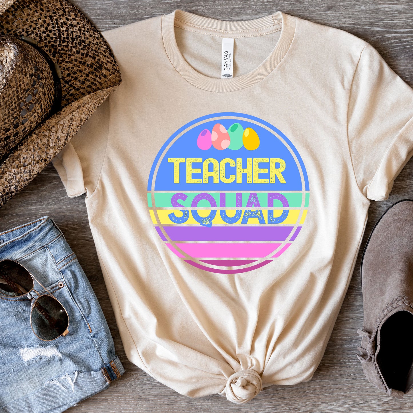Teacher Squad Easter Shirt, Egg Hunter Teaching Elementary School Hip Hop Cute Easter Tee Happy Easter Preschool Teacher Team Spirit Bunny