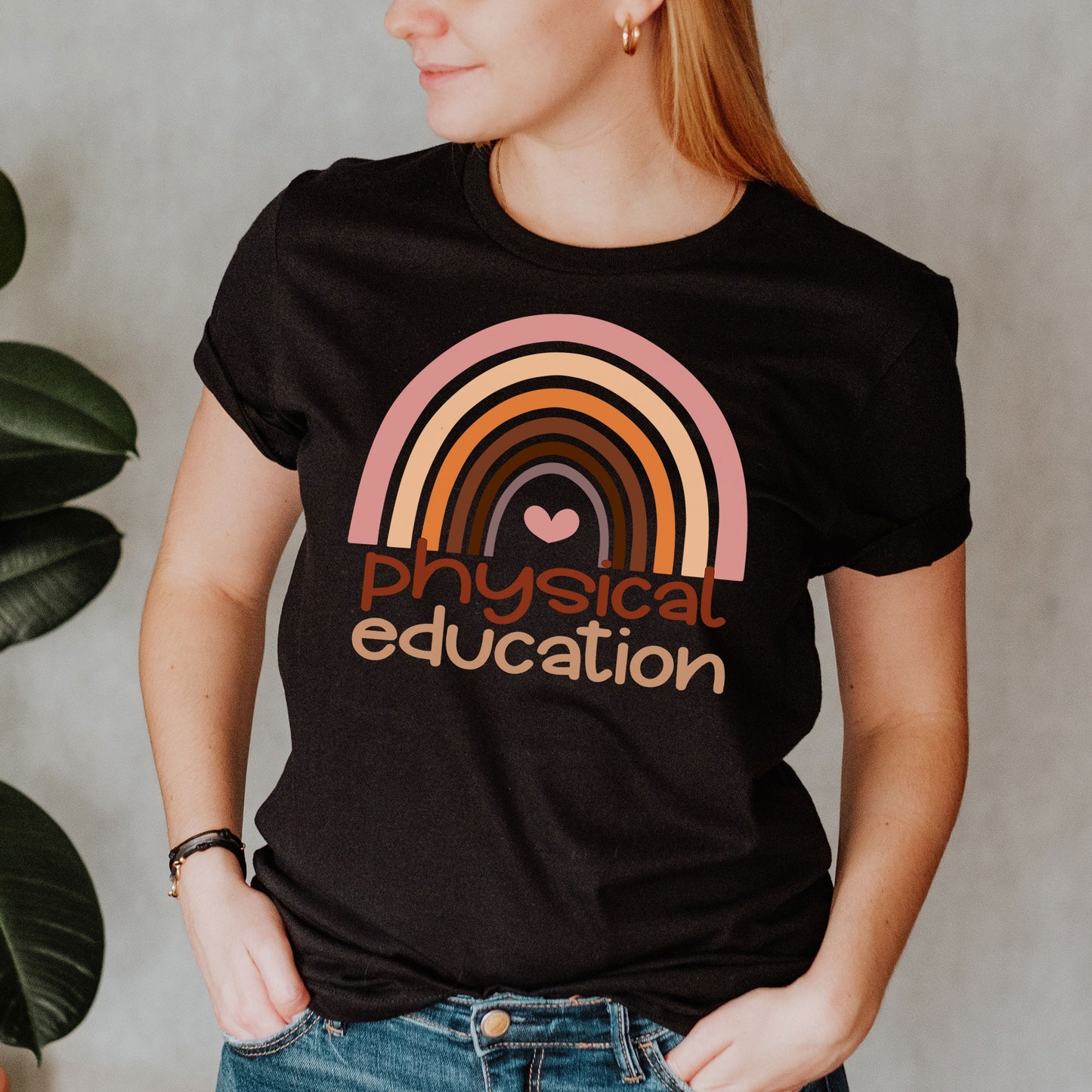 Physical Education Shirt, PE Teacher Boho Rainbow P.E. Shirt, Physical Education School Gift, Physical Education Teacher First Day Of School