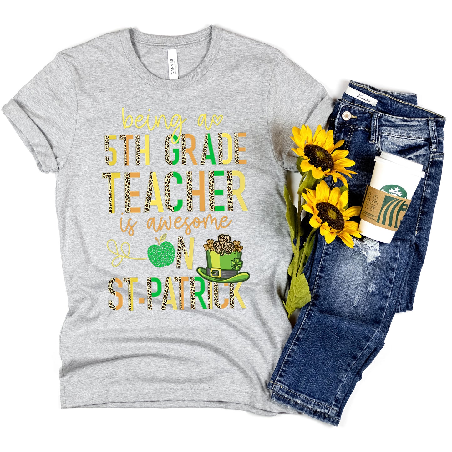 Teaching 5TH Grade Teacher St Patrick's Day T-Shirt - Lucky To Be A Fifth Grade School Teacher Team