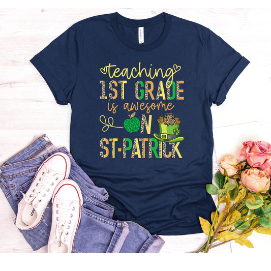 Teaching 1ST Grade Teacher St Patrick's Day T-Shirt