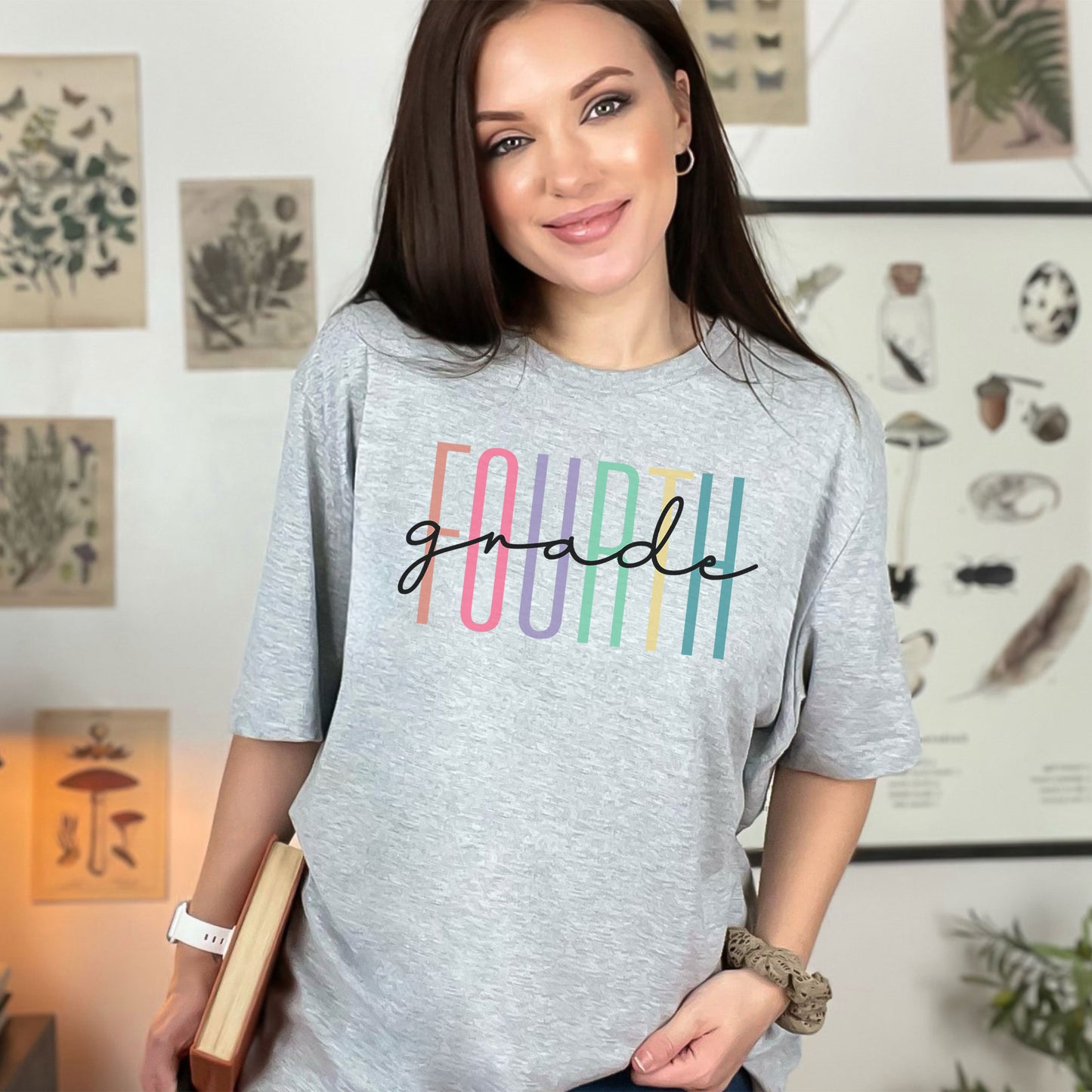 Fourth Grade Teacher Shirt, 4th Grade Teacher, 4th Grade Level Team Gift Rainbow Color Tee, 2021 Cute Elementary Teach School Crew Squad Tee