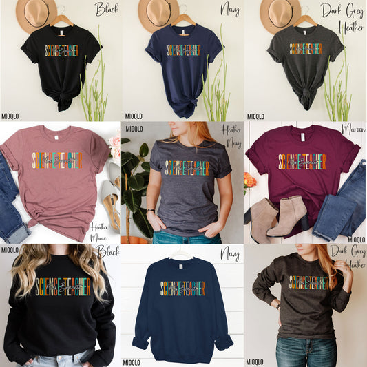 Custom Science Teacher Shirt Personalized Rainbow T-Shirt, STEM Teacher Shirt, Science Sweatshirt With Name, Future Science Educator Gifts