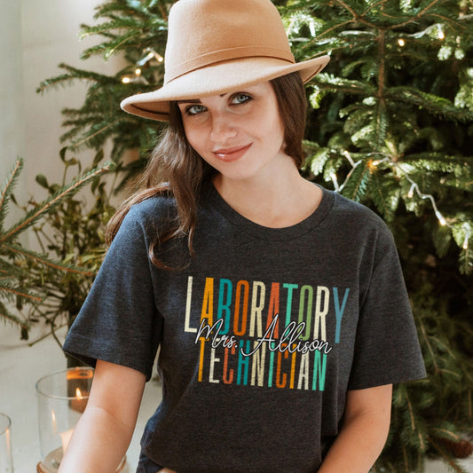 Custom Laboratory Technician Shirt Personalized Lab Tech T-Shirt Assistant Sweater Lab Sweatshirt With Name New Lab Tech Partner Tee