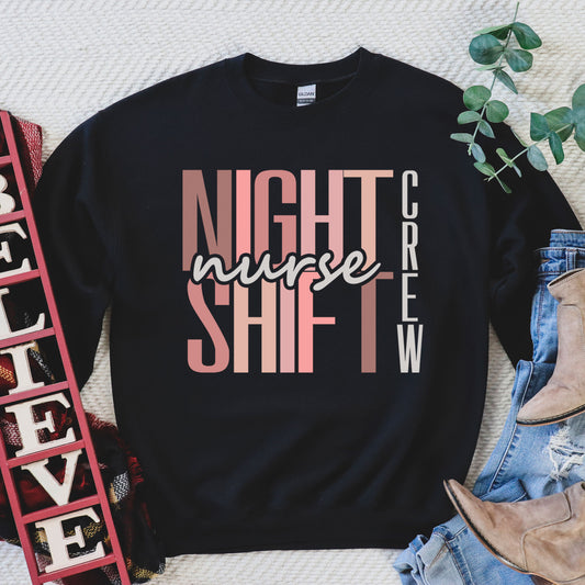 Night Shift Nurse Crew Sweatshirt, Critical Care Nurse Sweater, Night Worker Staff Gifts, ICU Nurse Team, Trauma Nurse Graduation Undergrad