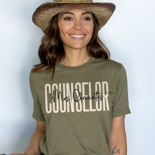 Custom School Counselor Shirt, Personalized Counselor Shirt, Guidance Counselor Name Tee Counseling Office, Academic Counselor Birthday Gift