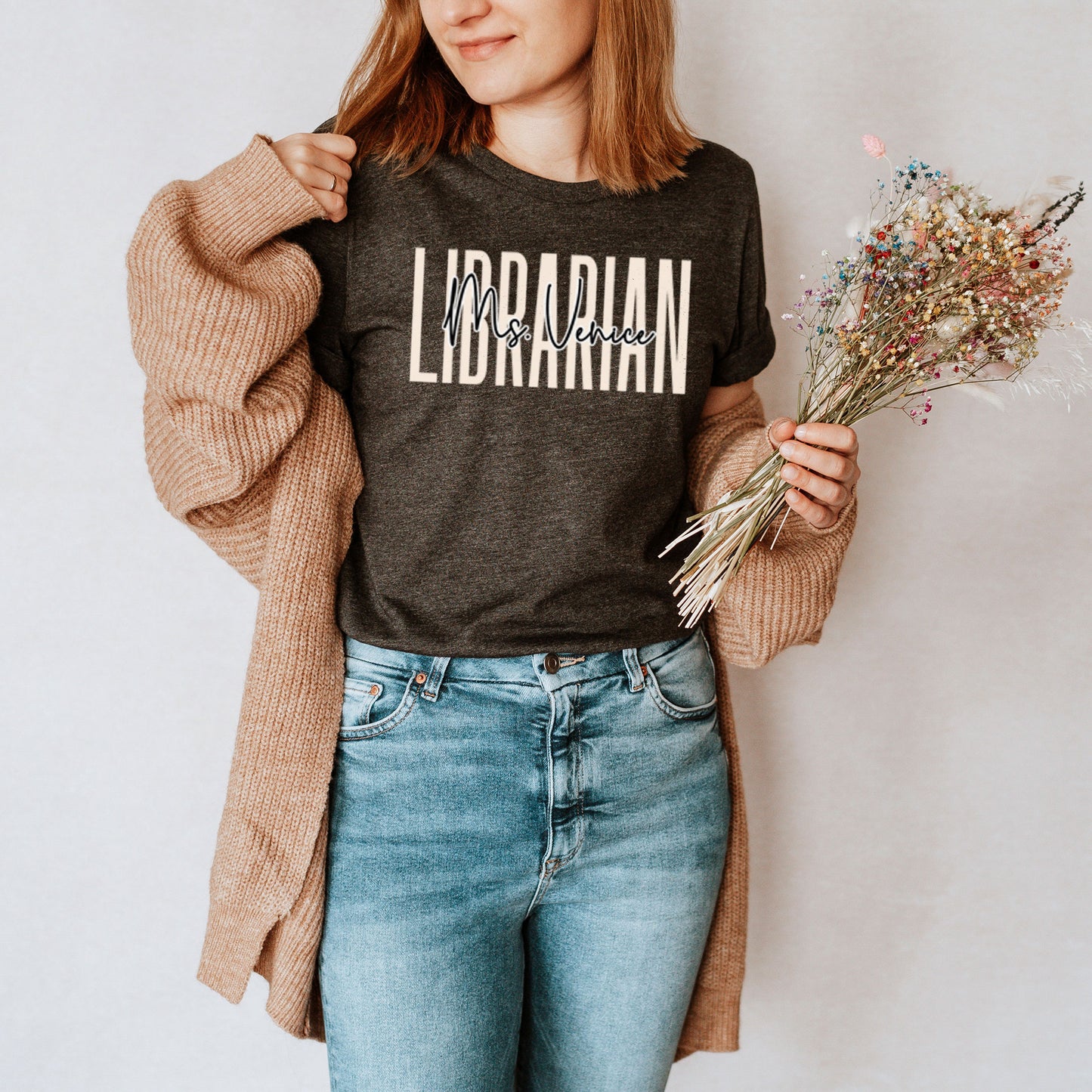 Custom Name Librarian Shirt, Personalize Library Gift Book Lover Tee, Cute Reading Crew Book Office Tee, High Middle Elementary Teach School