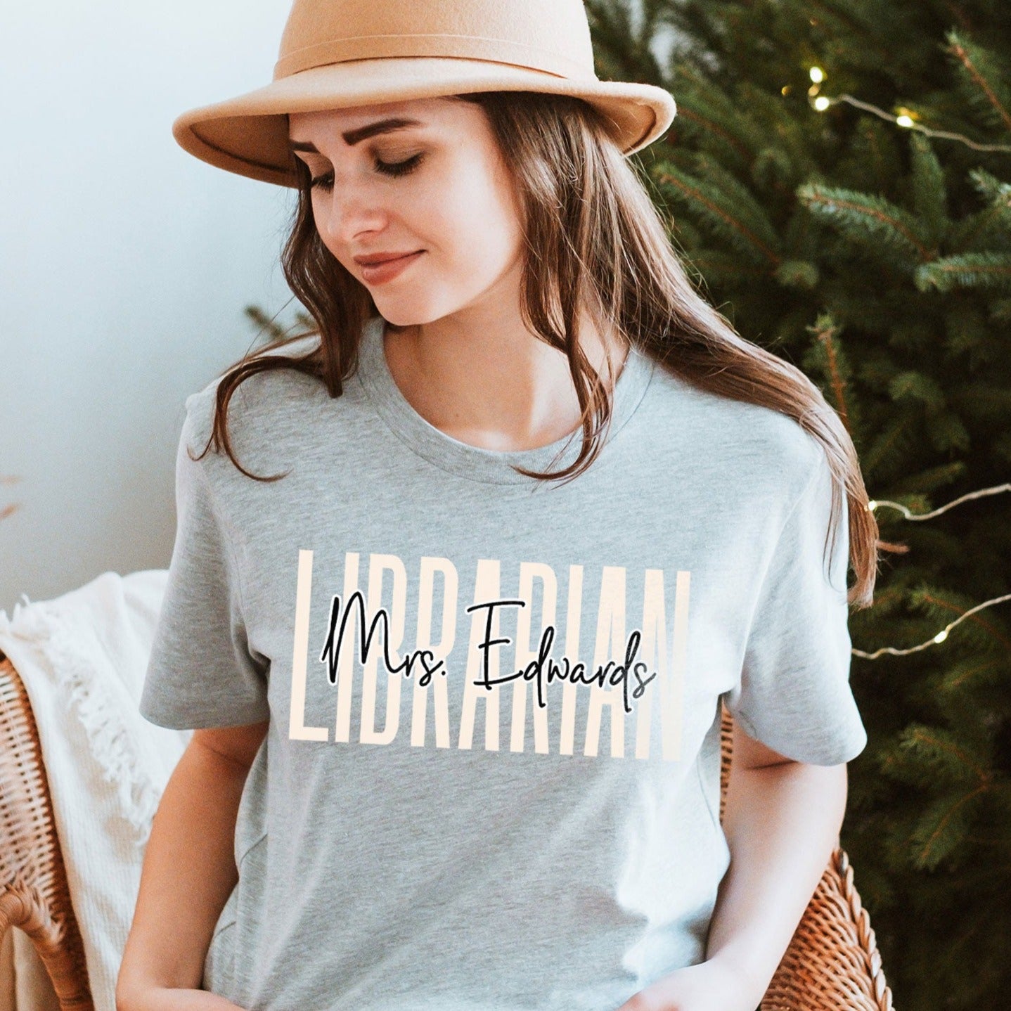 Custom Name Librarian Shirt, Personalize Library Gift Book Lover Tee, Cute Reading Crew Book Office Tee, High Middle Elementary Teach School