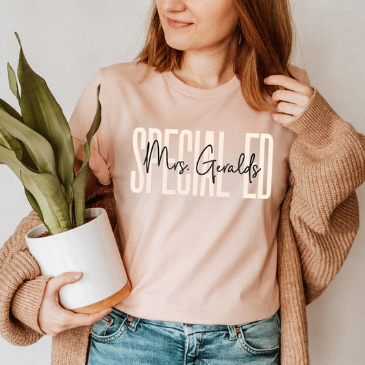 Custom SPED Teacher Shirt, Personalized Name School Special Education Tee Subs Dyslexia Reading Teacher Special Ed Class Co-Worker Birthday