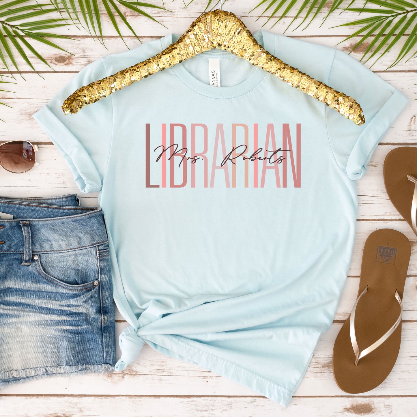Custom Names Librarian Shirt, Personalized Librarian Shirt, School Librarian Name Tee Bohemian Boho Book Lover Library Staff Birthday Gift
