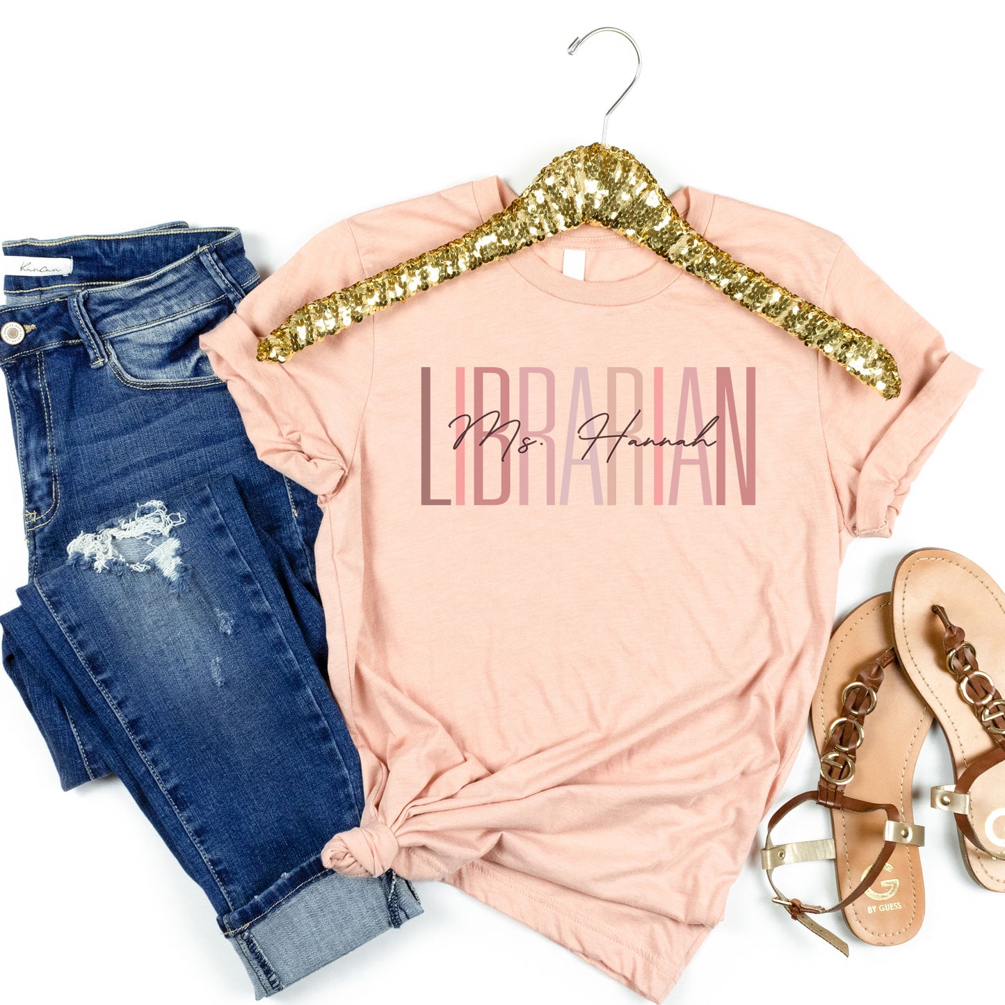 Custom Names Librarian Shirt, Personalized Librarian Shirt, School Librarian Name Tee Bohemian Boho Book Lover Library Staff Birthday Gift