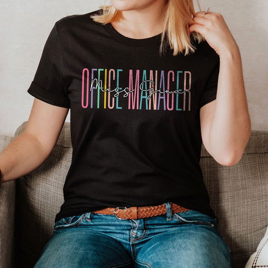 Custom Names Office Manager Shirt Personalize Name Managing Registrar Office Gift Healthcare HR Human Resource Lead Main HQ Work Sweater Tee