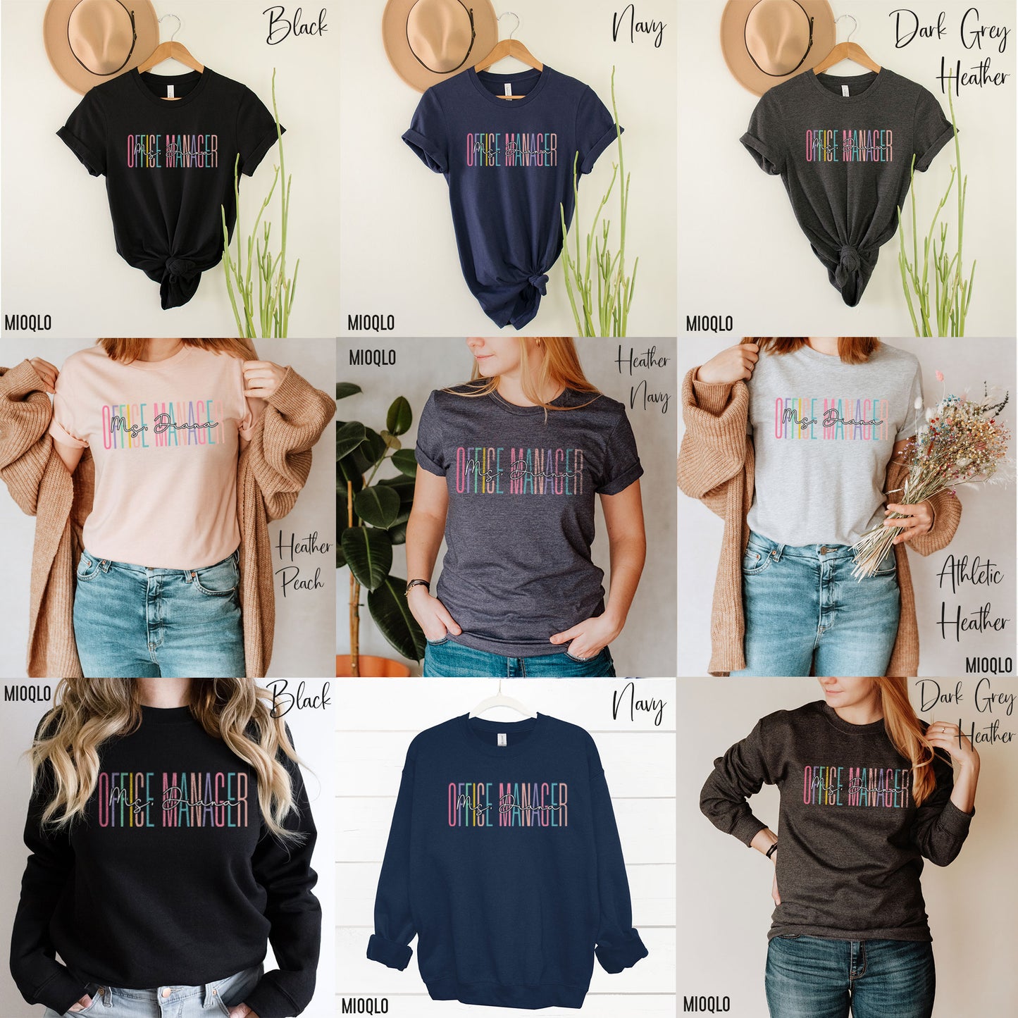 Custom Names Office Manager Shirt Personalize Name Managing Registrar Office Gift Healthcare HR Human Resource Lead Main HQ Work Sweater Tee