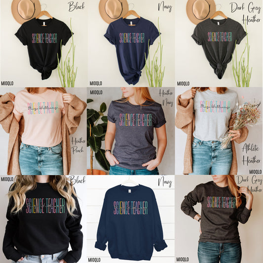 Custom Names Science Teacher Shirt Personalize Name STEM Teacher Gift Private Math Tutor Teaching Assistant Team Birthday Tee Sweatshirt Tee