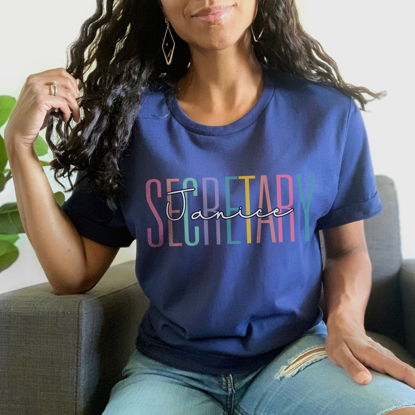 Custom Name Secretary Shirt, Birthday Secretaries Day Gift Tees, School Receptionist T-Shirts, First Day Of School Admin Squad Personalized