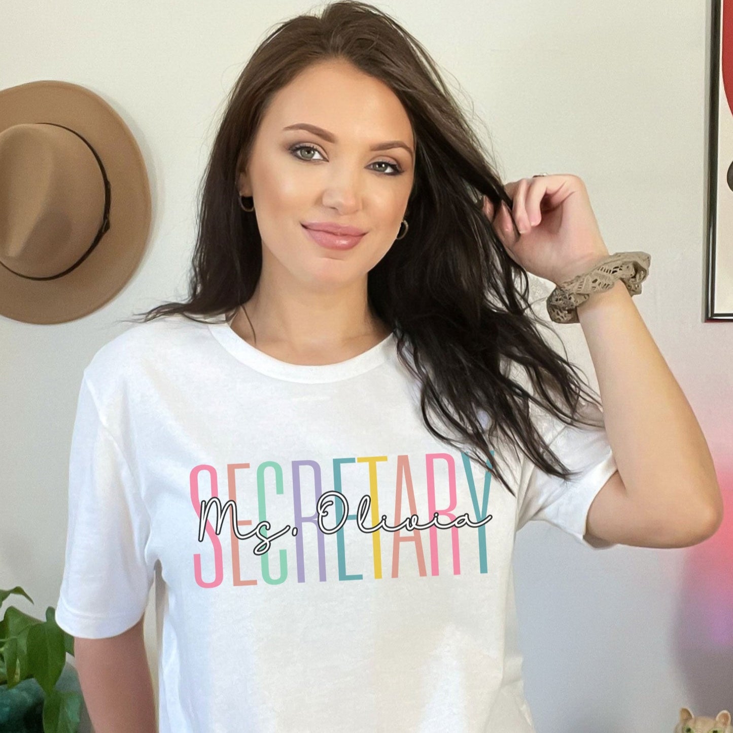 Custom Name Secretary Shirt, Birthday Secretaries Day Gift Tees, School Receptionist T-Shirts, First Day Of School Admin Squad Personalized