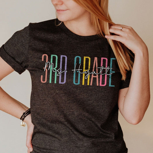 Custom Names 5th Grade Teacher Shirt Personalize Name Fifth Grade Gift First Day Of School Teachers Tee Elementary Team Birthday