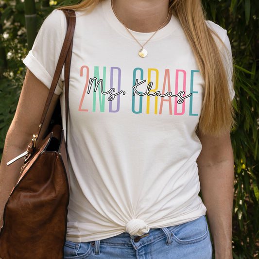 Custom Names 1st Grade Teacher Shirt Personalize Name First Grade Gifts First Day Of School Teachers Tee Elementary Team Birthday Sweatshirt