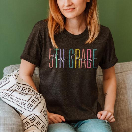 Custom Names 2nd Grade Teacher Shirt Personalize Name Second Grade Gift First Day Of School Teachers Tee Elementary Team Birthday