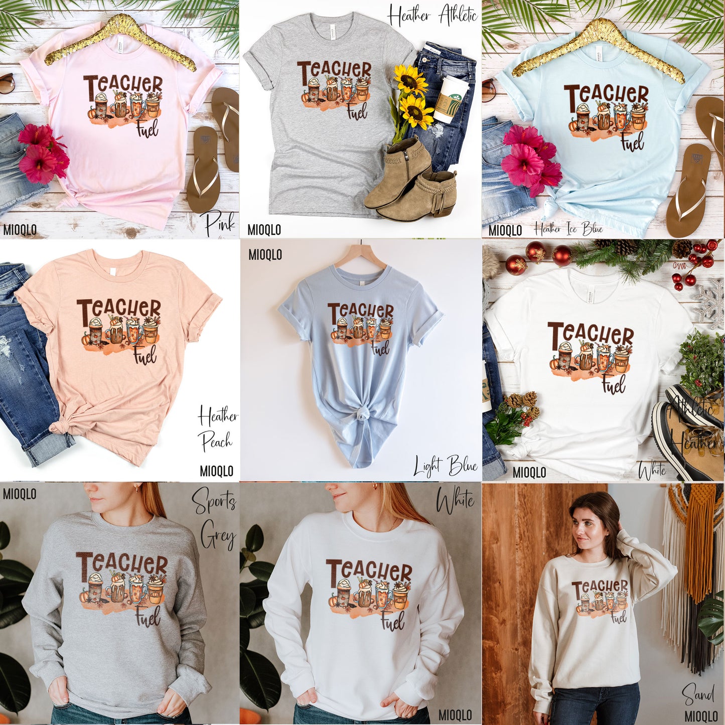 Teacher Fuel Shirt, Teacher Fuel Sweatshirt Teacher Coffee Sweater Gift For Teacher Coffee Caffeine Lover Elementary School Kindergarten Tee