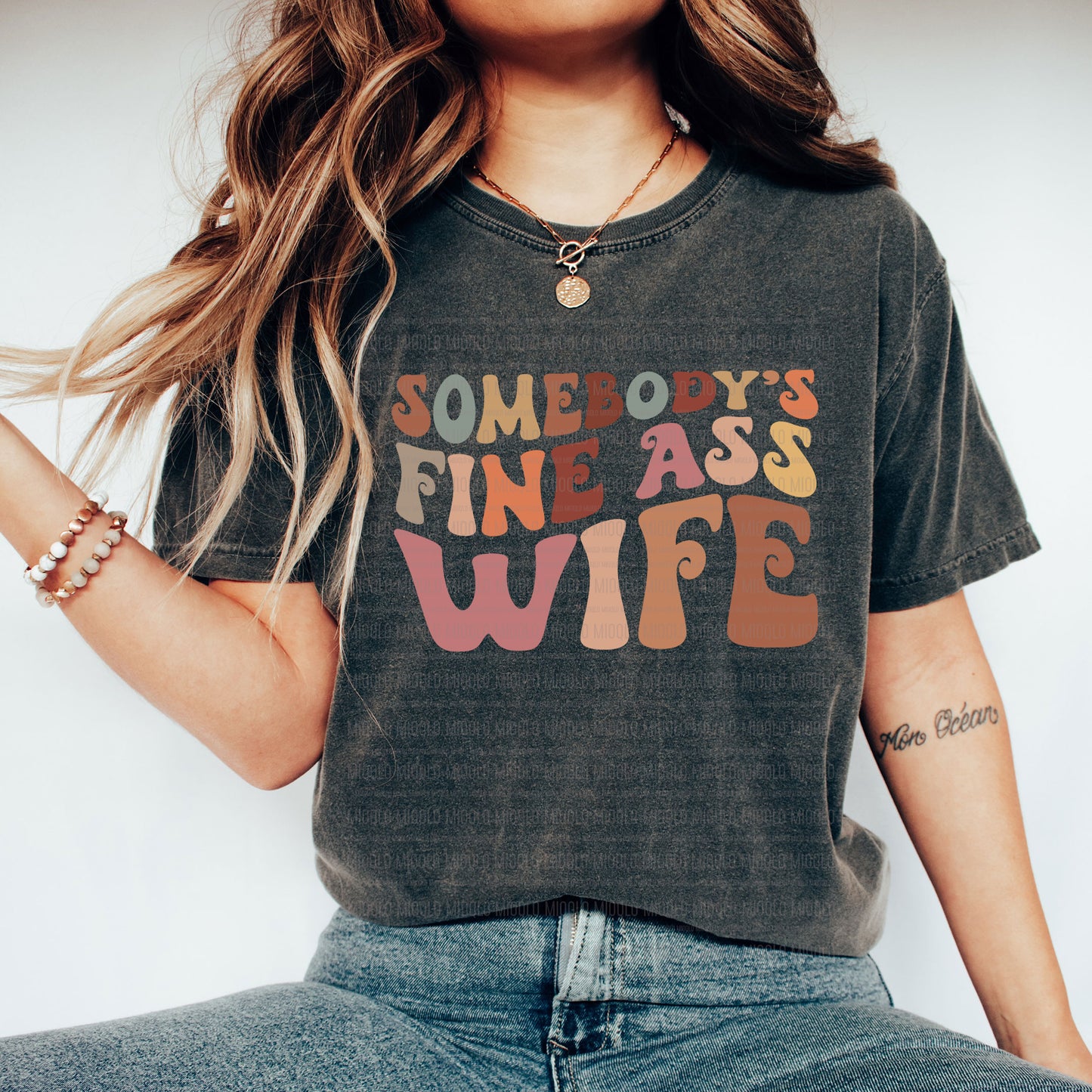 Somebody's Fine Ass Wife, Boho Funny Sayings Sublimation PNG Digital Downloads