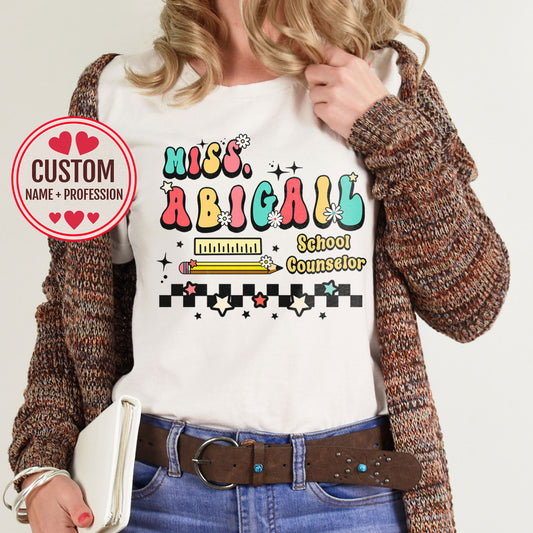 Custom Name School Counselor Shirt Personalize Guidance Advisor Counseling Office Teacher Tee Gift Birthday Counselor Week Sweater Christmas