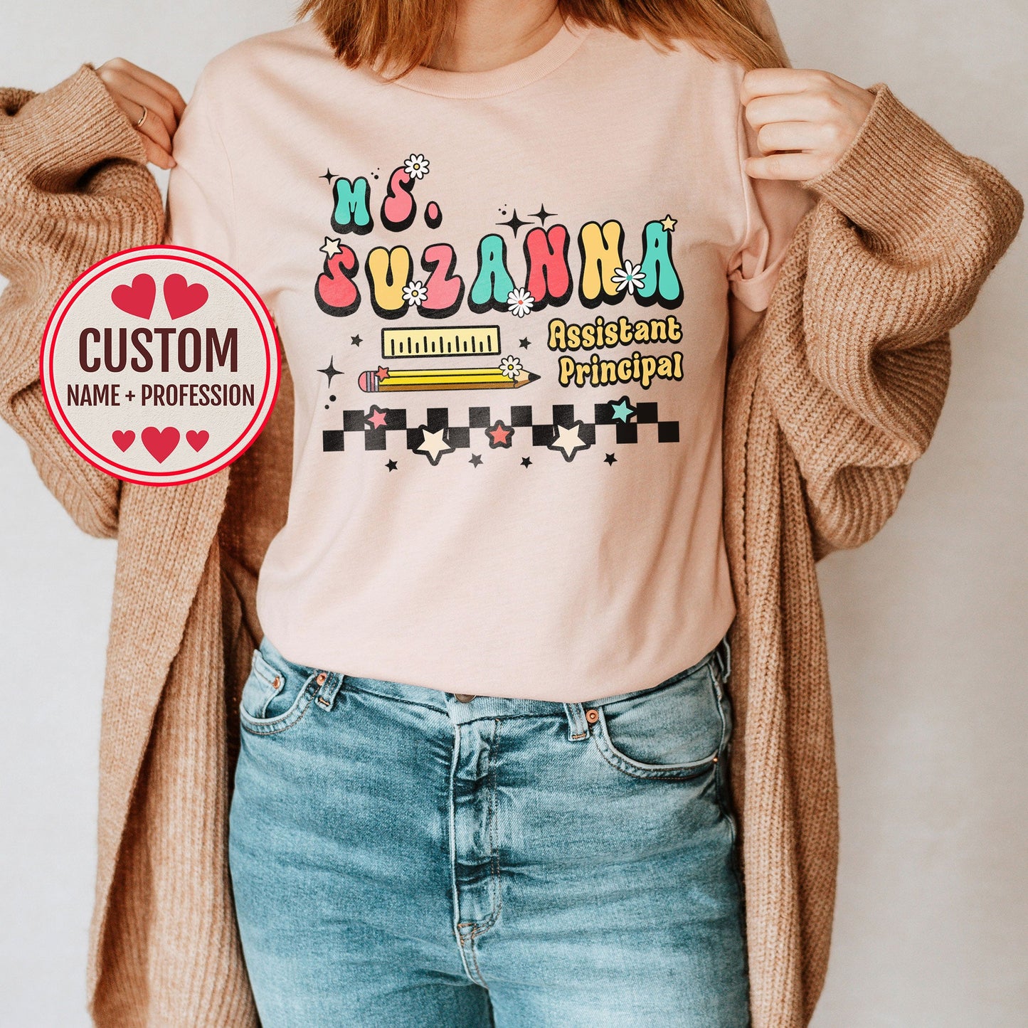 Custom Name School Principal Shirt Personalized Elementary Principal Office Teachers Gift Cute Admin Team Office Co-Worker Christmas