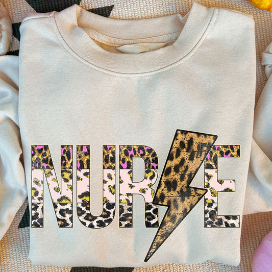 Nurse Leopard Sweatshirt, RN Nurse Sweater, Future CNA Sweater, Pediatric Nurse Graduation Shirt Gift, Thunder New Nurse Tee, Nurse Life