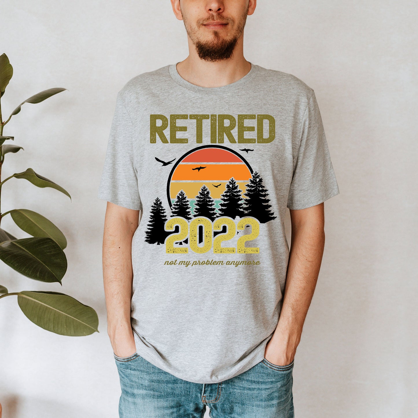 Retired 2022 Retro Sunset Not My Problem Anymore Vacation Shirt, Retired USA 2022 T-Shirt Retirement Party Gift, Funny Retiring Vacay Gift