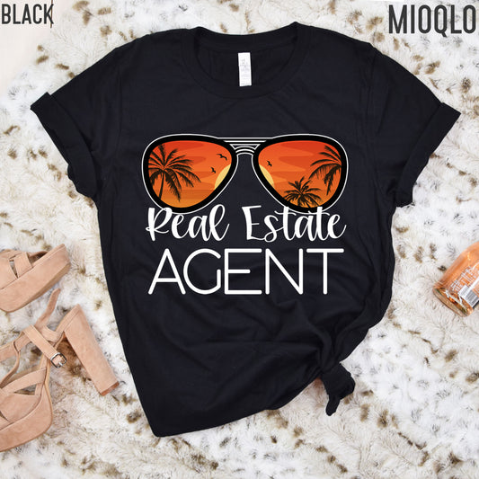 Real Estate Agent Sunset Sunglasses Shirt, Mortgage Lender Shirt, Vacation Holiday Orange Thank You Real Estate Loan Officer Realtor Gift Bday Tee