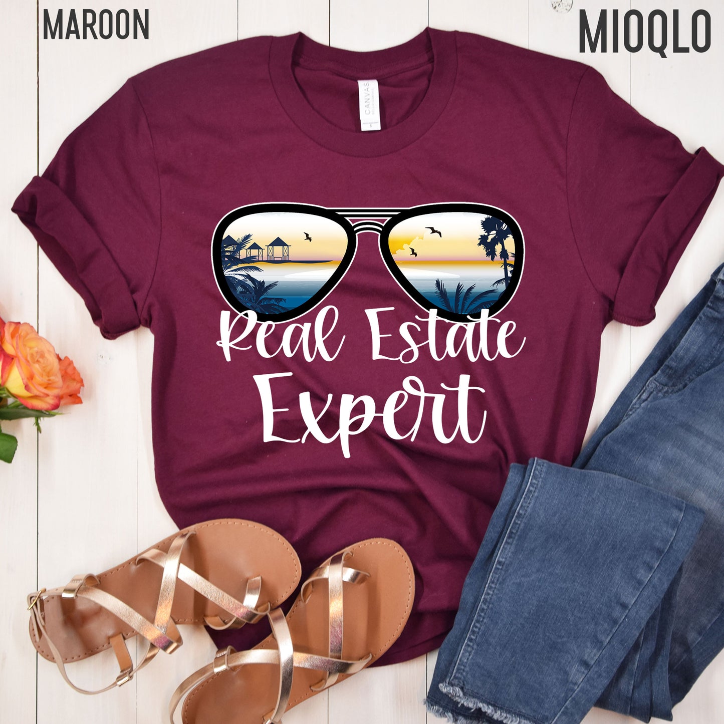 Real Estate Expert Sunset Sunglasses Shirt, Mortgage Lender Shirt, Vacation Holiday Thank You Real Estate Loan Officer Realtor Gift Bday Tee