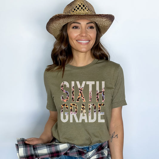 Sixth Grade Teacher Shirt, Leopard Teacher T-Shirt